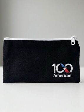 American Airlines 100th Year Anniversary Canvas Zipper Pouch Cosmetic Bag